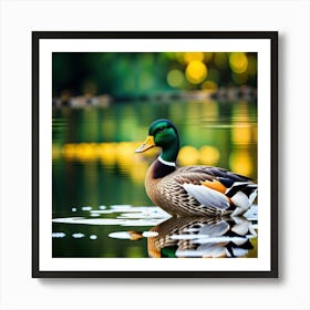 Mallard Duck In Water Art Print