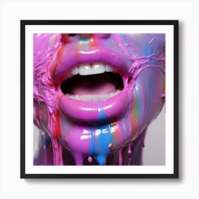 Dripping Paint Colorful Lips. Lust concept Art Print