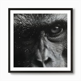 Monkey Closeup Stippling Style Art Print