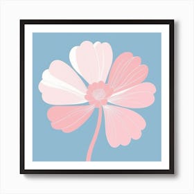 A White And Pink Flower In Minimalist Style Square Composition 416 Art Print