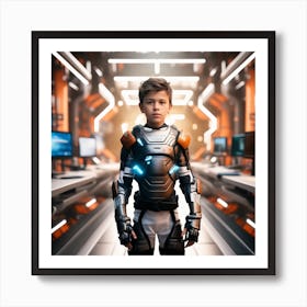 Futuristic Boy In Space Suit 1 Art Print