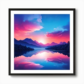 Sunset In The Mountains 4 Art Print