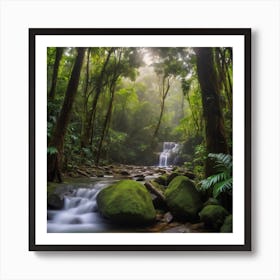 Waterfall In The Rainforest Art Print