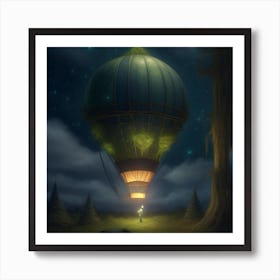 Dark Hot Air Balloon 3  Art Print