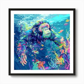 Chimpanzee Underwater Art Print