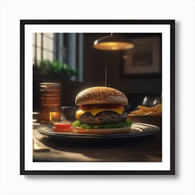 Burger On A Plate 94 Art Print