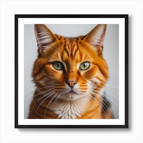 Orange Tabby Cat Print White Art Print