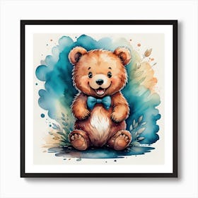 Watercolor Teddy Bear Art Print