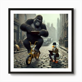 Gorilla On A Bike 1 Art Print