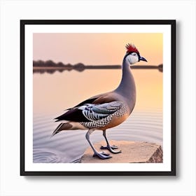 Duck At Sunset Art Print