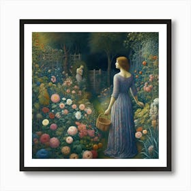 Girl In A Garden 13 Art Print