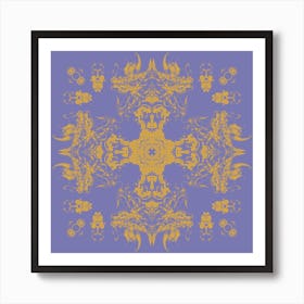 Pastel Dragon Head Pattern Lilac And Orange Art Print