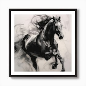 Black Horse In Expression 4 Art Print