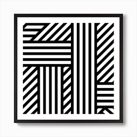 Black Geometric Lines B Square Art Print