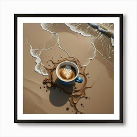 Coffee Cup On The Beach 13 Art Print