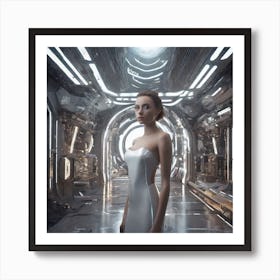 Futuristic Woman In Futuristic Space Art Print