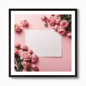 Pink Roses On Pink Background Art Print