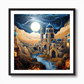 The Moroccan Azure Village Art Print