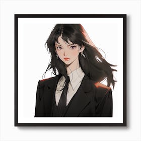 Anime Girl In A Suit Art Print