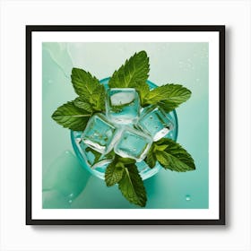 Ice Cubes And Mint Art Print