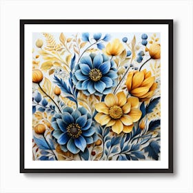 Flowers On A Wall 1 Art Print