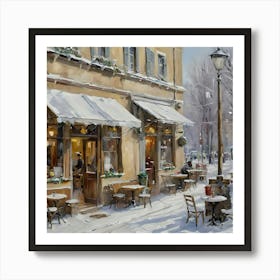 Snow Cafe Art Print