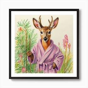 Deer In Bathrobe 9 Art Print