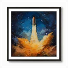 Space Rocket Launch Art Print