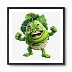 Sumo Wrestler Cabbage Cartoon Poster