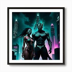 Shadows of the Urban Abyss: The Rise of the Midnight Titan 2 Art Print