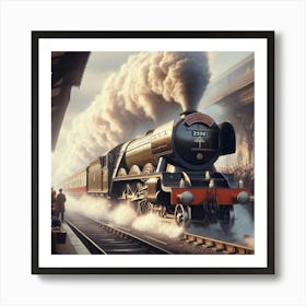 Steam Train At The Station Art Print