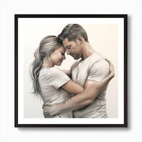 Lovely couple hugging each other Art Print