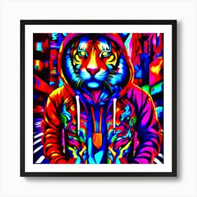 Psychedelic Street Tiger Art Print