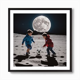 Moonlight Soccer Art Print