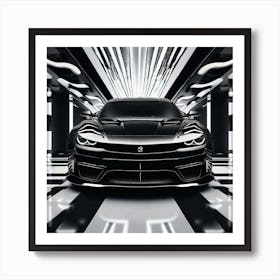 Black And White Sports Car 1 Art Print