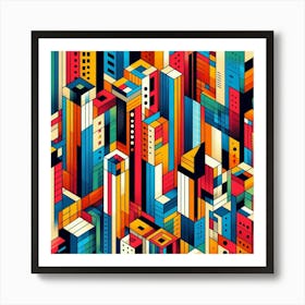 Bold Colors And Geometric Shapes Inspired By A Metropolis (2) Art Print