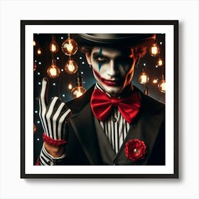 Clown Joker Isolated On White Art Print