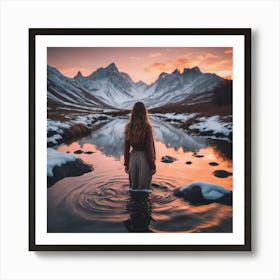 Girl Standing In The Water Art Print