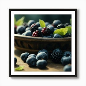 Blackberries In A Bowl Art Print