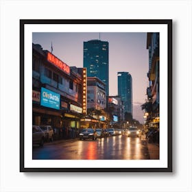 City At Dusk Art Print