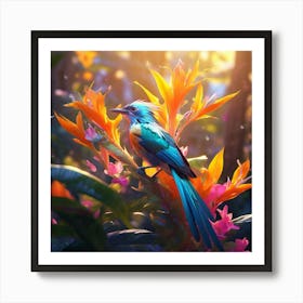 Superb Bird Of Paradise Natural Habitate Vibrant Colours Art Print