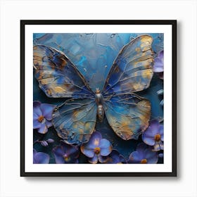 Butterfly On Orchids 2 Art Print