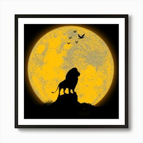 Lion And The Moon Art Print