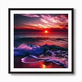 Sunset On The Beach 503 Art Print