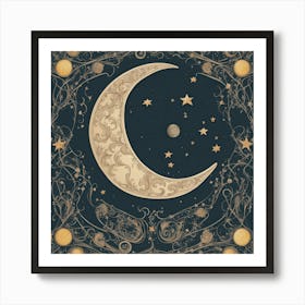 Moon And Stars 2 Art Print