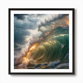 Ocean Wave in Trouble Art Print