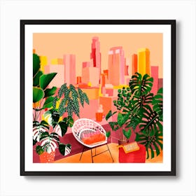 Urban Jungle On A Big City Rooftop Square Art Print