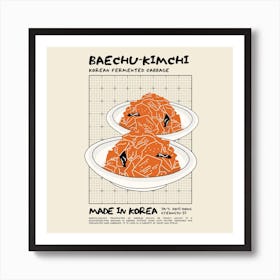 Baechu Kimchi Square Art Print