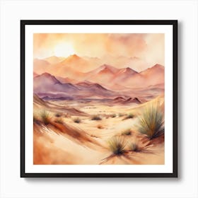 761476 Watercolor Painting Of A Desert Landscape, With Sa Xl 1024 V1 0 Art Print