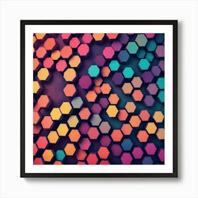 Abstract Background With Colorful Hexagons 1 Art Print